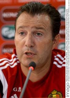 - NICOSIA, CYPRUS: Belgium s head coach Marc Wilmots pictured during a press conference PK Pressekonferenz of Belgian national soccer team Red Devils, Saturday 05 September 2015, in Nicosia, Cyprus. The Red Devils are playing on Sunday a Euro 2016 qualification game against Cyprus. Tuesday DIRKxWAEM  x04693921x