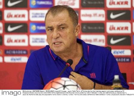 coach Fatih Terim of Turkye during the training session and press conference PK Pressekonferenz prior to the UEFA EURO EM Europameisterschaft Fussball 2016 qualifying match between Turkey and Netherlands on September 5, 2015 at the Konya B& 252;y& 252;ksehir Torku Arena in Konya, Turkey Training and press conference Netherlands in Turkey 2015 2016 xVIxxIVx 4278660