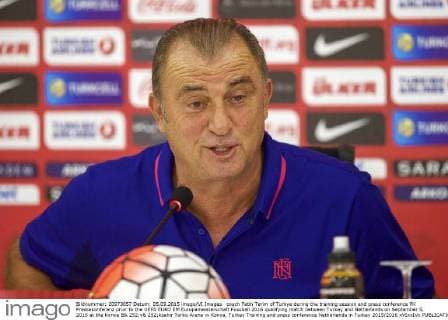 coach Fatih Terim of Turkye during the training session and press conference PK Pressekonferenz prior to the UEFA EURO EM Europameisterschaft Fussball 2016 qualifying match between Turkey and Netherlands on September 5, 2015 at the Konya B& 252;y& 252;ksehir Torku Arena in Konya, Turkey Training and press conference Netherlands in Turkey 2015 2016 xVIxxIVx 4278662