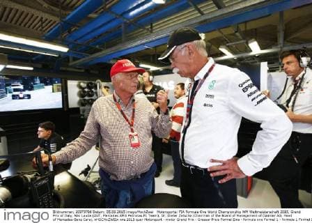 Motorsports: FIA Formula One World Championship WM Weltmeisterschaft 2015, Grand Prix of Italy, Niki Lauda (AUT, Mercedes AMG Petronas F1 Team), Dr. Dieter Zetsche (Chairman of the Board of Management of Daimler AG, Head of Mercedes-Benz Cars), xHOCHxZWEIx