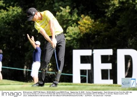 September 5, 2015 - Norton, Massachusetts - Zach Johnson drives from the 16th tee box during the second round of the PGA Golf Herren Deutsche Bank Championship tournament held at TPC Boston in Norton, Massachusetts. PGA 2015: Deutsche Bank Championship SEP 05 - ZUMAc04_