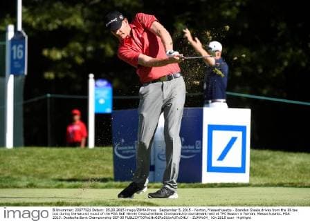 September 5, 2015 - Norton, Massachusetts - Brendan Steele drives from the 16 tee box during the second round of the PGA Golf Herren Deutsche Bank Championship tournament held at TPC Boston in Norton, Massachusetts. PGA 2015: Deutsche Bank Championship SEP 05 - ZUMAc04_