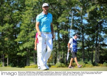 September 5, 2015 - Norton, Massachusetts - Dustin Johnson leaves the 15th green during the second round of the PGA Golf Herren Deutsche Bank Championship tournament held at TPC Boston in Norton, Massachusetts. PGA 2015: Deutsche Bank Championship SEP 05 - ZUMAc04_