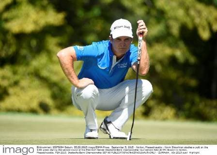 September 5, 2015 - Norton, Massachusetts - Kevin Streelman studies a putt on the 13th green during the second round of the PGA Golf Herren Deutsche Bank Championship tournament held at TPC Boston in Norton, Massachusetts. PGA 2015: Deutsche Bank Championship SEP 05 - ZUMAc04_