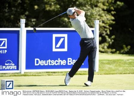 September 5, 2015 - Norton, Massachusetts - Bryce Molder hits a shot from the 14th tee box during the second round of the PGA Golf Herren Deutsche Bank Championship tournament held at TPC Boston in Norton, Massachusetts. PGA 2015: Deutsche Bank Championship SEP 05 - ZUMAc04_
