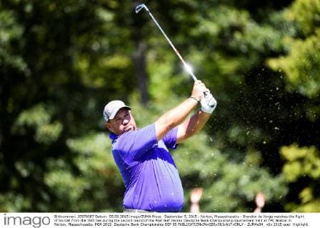 September 5, 2015 - Norton, Massachusetts - Brendon de Jonge watches the flight of his ball from the 16th tee during the second round of the PGA Golf Herren Deutsche Bank Championship tournament held at TPC Boston in Norton, Massachusetts. PGA 2015: Deutsche Bank Championship SEP 05 - ZUMAc04_