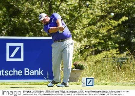 September 5, 2015 - Norton, Massachusetts - Brendon de Jonge drives his ball from the 17th tee box during the second round of the PGA Golf Herren Deutsche Bank Championship tournament held at TPC Boston in Norton, Massachusetts. PGA 2015: Deutsche Bank Championship SEP 05 - ZUMAc04_
