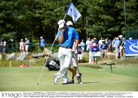 September 5, 2015 - Norton, Massachusetts - Kevin Streelman takes a break on the 18th green before putting during the second round of the PGA Golf Herren Deutsche Bank Championship tournament held at TPC Boston in Norton, Massachusetts. PGA 2015: Deutsche Bank Championship SEP 05 - ZUMAc04_
