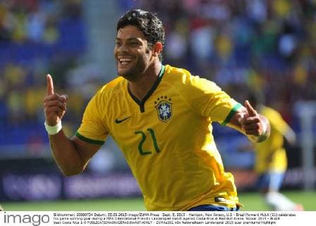 Sept. 5, 2015 - Harrison, New Jersey, U.S - Brazil forward HULK (21) celebrates his game winning goal during a FIFA International Friendly Länderspiel match against Costa Rica at Red Bull Arena. Soccer 2015 - Brazil beat Costa Rica 1-0 - ZUMAa301