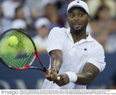 Sept. 5, 2015 - Flushing Meadows, New York, U.S - Donald Young during his match on Day Six of the 2015 US Open with Victor Troiki at the USTA Billie Jean King National Tennis Center on Saturday September 5, 2015 in the Flushing neighborhood of the Queens borough of New York City. Young vs. Troiki - ZUMAp124