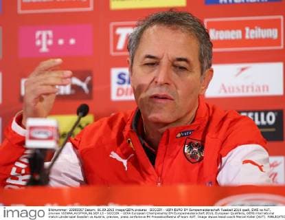 SOCCER - UEFA EURO EM Europameisterschaft Fussball 2016 quali, SWE vs AUT, preview VIENNA,AUSTRIA,06.SEP.15 - SOCCER - UEFA European Championship EM Europameisterschaft 2016, European Qualifiers, OEFB international match Länderspiel Sweden vs Austria, preview, press conference PK Pressekonferenz of team AUT. Image shows head coach Marcel Koller (AUT). GEPAxpictures xChristianxOrt