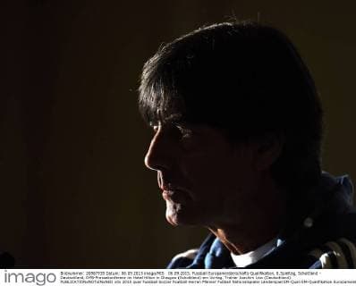 06.09.2015, Fussball Europameisterschafts-Qualifikation, 8.Spieltag, Schottland - Deutschland, DFB-Pressekonferenz im Hotel Hilton in Glasgow (Schottland) am Vortag. Trainer Joachim Löw (Deutschland). 