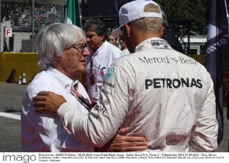 Italian Grand Prix, Monza 3 - 6 September 2015 06.09.2015 - Race, Bernie Ecclestone (GBR), President and CEO of FOM and Lewis Hamilton (GBR) Mercedes AMG F1 W06 