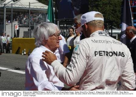 Italian Grand Prix, Monza 3 - 6 September 2015 06.09.2015 - Race, Bernie Ecclestone (GBR), President and CEO of FOM and Lewis Hamilton (GBR) Mercedes AMG F1 W06 