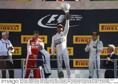 Motorsports: FIA Formula One World Championship WM Weltmeisterschaft 2015, Grand Prix of Italy, 5 Sebastian Vettel (GER, Scuderia Ferrari), 44 Lewis Hamilton (GBR, Mercedes AMG Petronas Formula One Team), 19 Felipe Massa (BRA, Williams Martini Racing), xHOCHxZWEIx