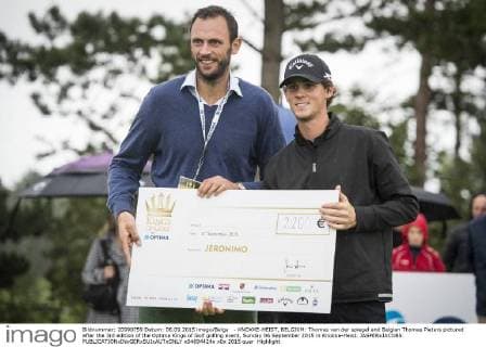 - KNOKKE-HEIST, BELGIUM: Thomas van der spiegel and Belgian Thomas Pieters pictured after the 3rd edition of the Optima Kings of Golf golfing event, Sunday 06 September 2015 in Knokke-Heist. JASPERxJACOBS  x04694424x