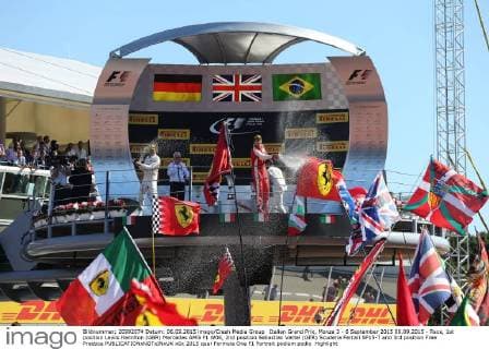 Italian Grand Prix, Monza 3 - 6 September 2015 06.09.2015 - Race, 1st position Lewis Hamilton (GBR) Mercedes AMG F1 W06, 2nd position Sebastian Vettel (GER) Scuderia Ferrari SF15-T and 3rd position Free Practice 