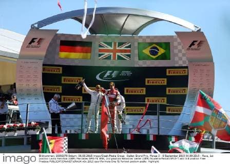 Italian Grand Prix, Monza 3 - 6 September 2015 06.09.2015 - Race, 1st position Lewis Hamilton (GBR) Mercedes AMG F1 W06, 2nd position Sebastian Vettel (GER) Scuderia Ferrari SF15-T and 3rd position Free Practice 