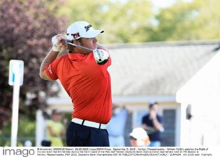 September 6, 2015 - Norton, Massachusetts - William McGirt watches the flight of his ball down the 6th fairway during the third round of the PGA Golf Herren Deutsche Bank Championship tournament held at TPC Boston in Norton, Massachusetts. PGA 2015: Deutsche Bank Championship SEP 06 - ZUMAc04_