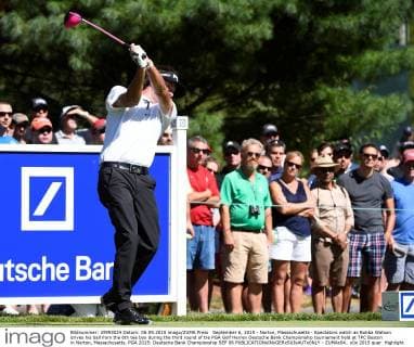 September 6, 2015 - Norton, Massachusetts - Spectators watch as Bubba Watson drives his ball from the 6th tee box during the third round of the PGA Golf Herren Deutsche Bank Championship tournament held at TPC Boston in Norton, Massachusetts. PGA 2015: Deutsche Bank Championship SEP 06 - ZUMAc04_