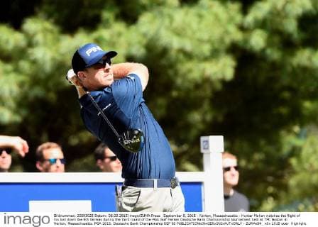 September 6, 2015 - Norton, Massachusetts - Hunter Mahan watches the flight of his ball down the 6th fairway during the third round of the PGA Golf Herren Deutsche Bank Championship tournament held at TPC Boston in Norton, Massachusetts. PGA 2015: Deutsche Bank Championship SEP 06 - ZUMAc04_