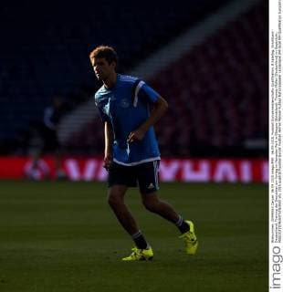06.09.2015, Fussball Europameisterschafts-Qualifikation, 8.Spieltag, Schottland - Deutschland, Training der Deutschen am Vortag im Hampden Park in Glasgow (Schottland). Thomas Müller (Deutschland) im Gegenlicht. 