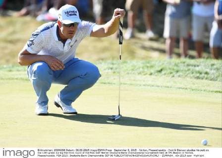 September 6, 2015 - Norton, Massachusetts - Henrik Stenson studies his putt on the 13th green during the third round of the PGA Golf Herren Deutsche Bank Championship tournament held at TPC Boston in Norton, Massachusetts. PGA 2015: Deutsche Bank Championship SEP 06 - ZUMAc04_