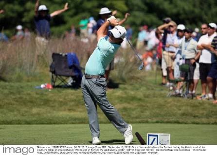 September 6, 2015: Brian Harman hits from the 3rd tee during the third round of the Deutsche Bank Championship at TPC Boston in Norton, Massachusetts. GOLF: SEP 06 PGA Golf Herren - Deutsche Bank Championship - Third Round Icon482150906008 EDITORIAL USE ONLY
