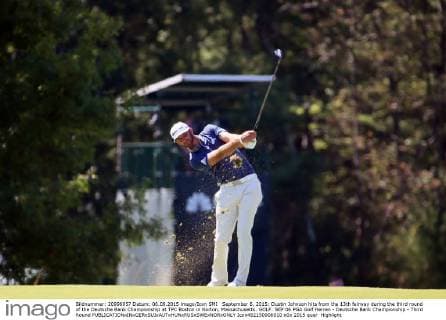 September 6, 2015: Dustin Johnson hits from the 13th fairway during the third round of the Deutsche Bank Championship at TPC Boston in Norton, Massachusetts. GOLF: SEP 06 PGA Golf Herren - Deutsche Bank Championship - Third Round Icon482150906010 EDITORIAL USE ONLY