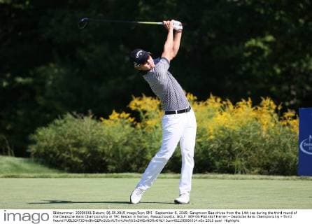 September 6, 2015: Sangmoon Bae drives from the 14th tee during the third round of the Deutsche Bank Championship at TPC Boston in Norton, Massachusetts. GOLF: SEP 06 PGA Golf Herren - Deutsche Bank Championship - Third Round Icon482150906014 EDITORIAL USE ONLY