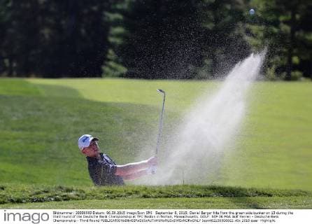 September 6, 2015: Daniel Berger hits from the green side bunker on 13 during the third round of the Deutsche Bank Championship at TPC Boston in Norton, Massachusetts. GOLF: SEP 06 PGA Golf Herren - Deutsche Bank Championship - Third Round Icon482150906022 EDITORIAL USE ONLY