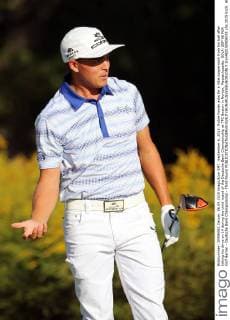 September 6, 2015: Rickie Fowler asks for a little cooperation from his ball after hitting his drive on 14 during the third round of the Deutsche Bank Championship at TPC Boston in Norton, Massachusetts. GOLF: SEP 06 PGA Golf Herren - Deutsche Bank Championship - Third Round Icon482150906035 EDITORIAL USE ONLY