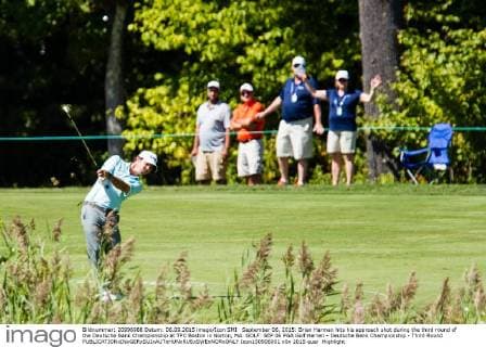 September 06, 2015: Brian Harman hits his approach shot during the third round of the Deutsche Bank Championship at TPC Boston in Norton, MA. GOLF: SEP 06 PGA Golf Herren - Deutsche Bank Championship - Third Round Icon150906001 EDITORIAL USE ONLY
