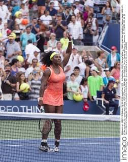 06 September 2015: Serena Williams (USA) celebrates defeating Madison Keys (USA) 63 63 during their 4th round match of the 2015 US Open at Billie Jean King National Tennis Center in Flushing Meadows, NY. TENNIS: SEP 06 US Open Icon150906976 EDITORIAL USE ONLY