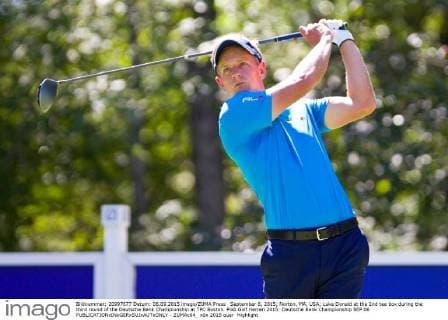 September 6, 2015; Norton, MA, USA; Luke Donald at the 2nd tee box during the third round of the Deutsche Bank Championship at TPC Boston. PGA Golf Herren 2015: Deutsche Bank Championship SEP 06 - ZUMAc04_