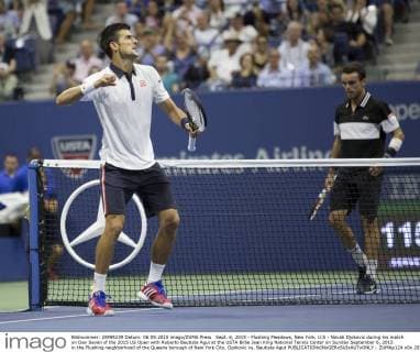 Sept. 6, 2015 - Flushing Meadows, New York, U.S - Novak Djokovic during his match on Day Seven of the 2015 US Open with Roberto Bautista Agut at the USTA Billie Jean King National Tennis Center on Sunday September 6, 2015 in the Flushing neighborhood of the Queens borough of New York City. Djokovic vs. Bautista Agut - ZUMAp124