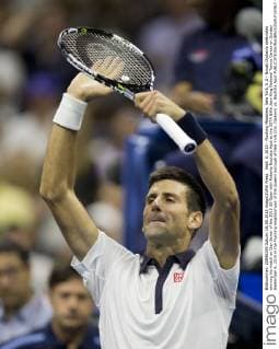 Sept. 6, 2015 - Flushing Meadows, New York, U.S - Novak Djokovic celebrates winning his match on Day Seven of the 2015 US Open with Roberto Bautista Agut at the USTA Billie Jean King National Tennis Center on Sunday September 6, 2015 in the Flushing neighborhood of the Queens borough of New York City. Djokovic vs. Bautista Agut - ZUMAp124