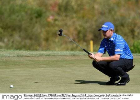 September 7, 2015 - Norton, Massachusetts - Zac Blair studies his putt on the 3rd hole during the championship round of the PGA Golf Herren Deutsche Bank Championship tournament held at TPC Boston in Norton, Massachusetts. PGA 2015: Deutsche Bank Championship SEP 07 - ZUMAc04_