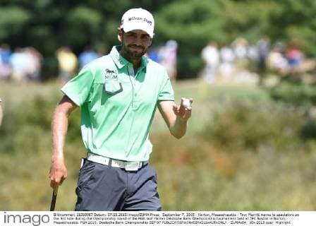 September 7, 2015 - Norton, Massachusetts - Troy Merritt waves to spectators on the 3rd hole during the championship round of the PGA Golf Herren Deutsche Bank Championship tournament held at TPC Boston in Norton, Massachusetts. PGA 2015: Deutsche Bank Championship SEP 07 - ZUMAc04_