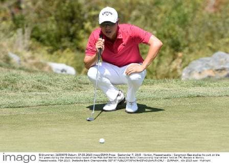 September 7, 2015 - Norton, Massachusetts - Sangmoon Bae studies his putt on the 3rd green during the championship round of the PGA Golf Herren Deutsche Bank Championship tournament held at TPC Boston in Norton, Massachusetts. PGA 2015: Deutsche Bank Championship SEP 07 - ZUMAc04_