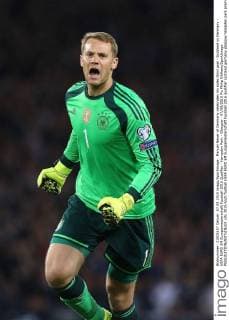 Manuel Neuer of Germany celebrates his sides third goal - Scotland vs Germany - UEFA EURO EM Europameisterschaft Fussball 2016 Qualifier - Hampden Park - Glasgow - 07 09 2015 Pic Philip Oldham SportImage EDITORIAL USE ONLY. No use with unauthorised audio, video, data, fixture lists, club league logos or live services. Online in-match use limited to 120 images, no video emulation. No use in betting, games or single club league player publications.