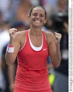 Sept. 8, 2015 - Flushing Meadows, New York, U.S - Roberta Vinci reacts after winning her match on Day Nine of the 2015 US Open with Kristina Mladenovic at the USTA Billie Jean King National Tennis Center on Tuesday September 9, 2015 in the Flushing neighborhood of the Queens borough of New York City. Vinci vs. Mladenovic - ZUMAp124