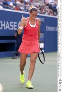 Sept. 8, 2015 - Flushing Meadows, New York, U.S - Roberta Vinci reacts after winning her match on Day Nine of the 2015 US Open with Kristina Mladenovic at the USTA Billie Jean King National Tennis Center on Tuesday September 9, 2015 in the Flushing neighborhood of the Queens borough of New York City. Vinci vs. Mladenovic - ZUMAp124