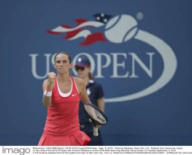 Sept. 8, 2015 - Flushing Meadows, New York, U.S - Roberta Vinci during her match on Day Nine of the 2015 US Open with Kristina Mladenovic at the USTA Billie Jean King National Tennis Center on Tuesday September 8, 2015 in the Flushing neighborhood of the Queens borough of New York City. Vinci vs. Mladenovic - ZUMAp124