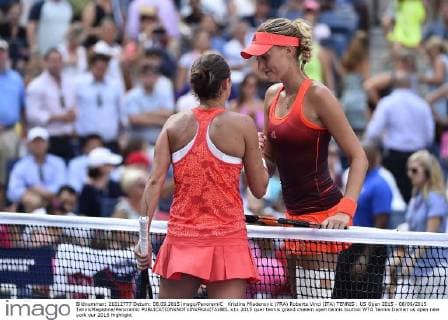 Kristina Mladenovic (FRA) Roberta Vinci (ITA) TENNIS : US Open 2015 - 08 09 2015 TennisMagazine Panoramic 