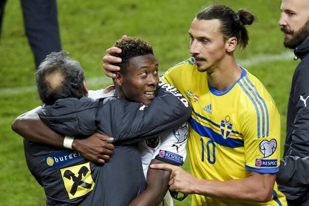 Aktuell Fußball, EM Quali, Schweden - Österreich Sept. 8, 2015 - Stockholm, Schweden - 150908 Schwedens Zlatan Ibrahimovic, David Alaba  - ZUMAb138
