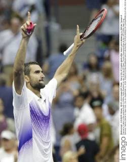 Marin Cilic of Croatia reacts after match point defeating Jo-Wilfried Tsonga of France in 5 sets in the quarterfinals in Arthur Ashe Stadium on day 9 at the US Open Tennis Championships at the USTA Billie Jean King National Tennis Center in New York City on September 8, 2015.  NYP20150908104 JOHNxANGELILLO