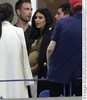 Kim Kardashian waits for the match between Venus Williams and Serena Williams to start in Arthur Ashe Stadium on day 9 at the US Open Tennis Championships at the USTA Billie Jean King National Tennis Center in New York City on September 8, 2015.  NYP20150908114 JOHNxANGELILLO