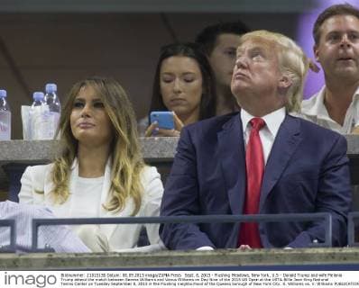 Sept. 8, 2015 - Flushing Meadows, New York, U.S - Donald Trump and wife Melania Trump attend the match between Serena Williams and Venus Williams on Day Nine of the 2015 US Open at the USTA Billie Jean King National Tennis Center on Tuesday September 8, 2015 in the Flushing neighborhood of the Queens borough of New York City. S. Williams vs. V. Williams - ZUMAp124