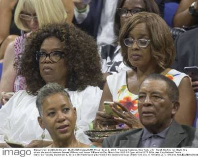 Sept. 8, 2015 - Flushing Meadows, New York, U.S - Oprah Winfrey (L), Gayle King attend the match between Serena Williams and Venus Williams on Day Nine of the 2015 US Open at the USTA Billie Jean King National Tennis Center on Tuesday September 8, 2015 in the Flushing neighborhood of the Queens borough of New York City. S. Williams vs. V. Williams - ZUMAp124